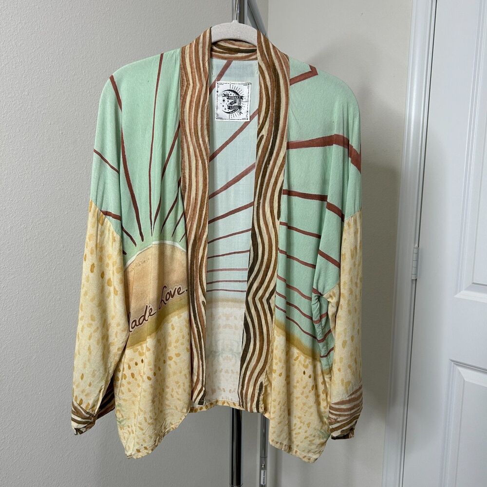 Market of Stars Womens Kimono OS Radiate Love Pixie Duster Cropped Boho Luxe